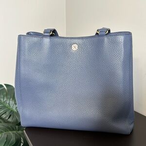 Dagne Dover Blue Allyn Leather Tote Medium